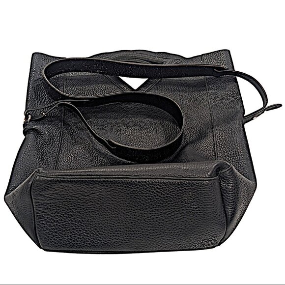 Christopher Kon Black Pebbled Leather Crossbody Large Tote Bag - Conditioned - Picture 2 of 8